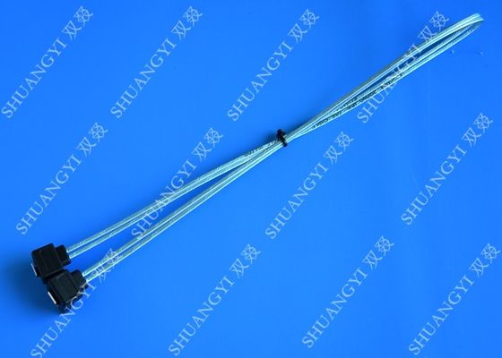 چین Blue Slim Down Angle 7 Pin SATA Data Cable Female to Female With Locking Latch تامین کننده