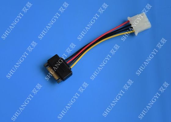 چین 5.08mm Braided Molex 4 Pin SATA Power Cable 15 Pin Male To Male For Hard Disk تامین کننده