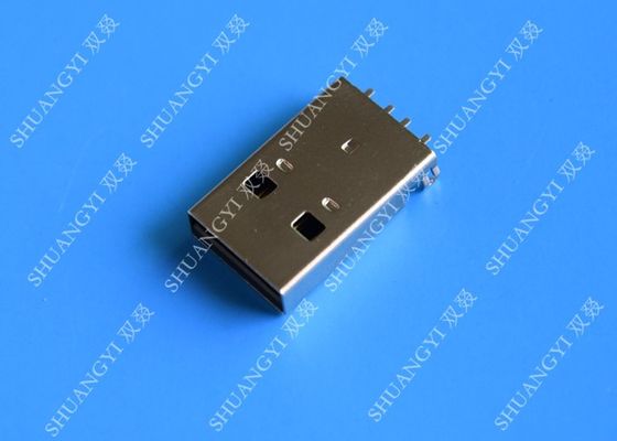 چین USB 2.0 A Male USB Charging Connector , Plug Jack Mounting Solder 4 Pin PCB Connector تامین کننده