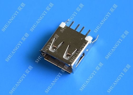 چین Straight Solder Type USB A Female Plug Connector Jack Silver Tone تامین کننده