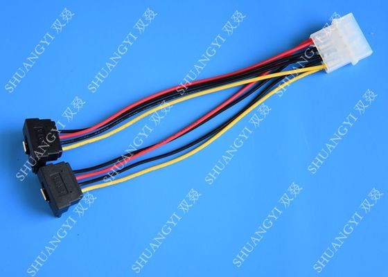 چین Computer Molex 4 Pin To 2 x15 Pin SATA Data Cable Right Angle Pitch 5.08mm تامین کننده